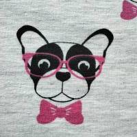 French-Terry Sweatshirtstoff mit lustigem Terrier, Breite 1,50 m, hellgraumelange, Ökotex 100 Bild 1