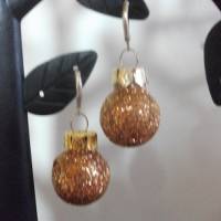 Weihnachtskugel-Ohrringe, Christbaumkugeln, Weihnachtskugeln, Ohrringe Gold Gllitzer Bild 1