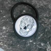 Haargummi Skull  Zopfgummi  25 mm  rund mit Glascabochon Bild 1
