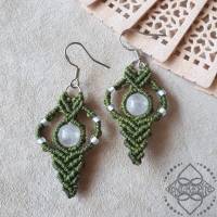 grüne Ohrringe mit Bergkristall - 925 Silber - Makramee Bild 1