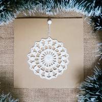 weihnachtskarten handgemacht mit Schneeflocken weis beige Glitzer modern klappkarte mit Kuvert natur exklusiv Bild 3