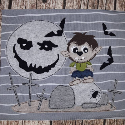 Applikationsvorlage Halloween Werwolf – PDF Datei zum Applizieren, Nähen & Verzieren für Halloween