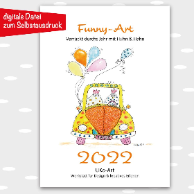 Kalender 2022 zum Ausdrucken, Monatskalender Verrückte Hühner, 15 Blatt mit Kalendarium, Wandkalender