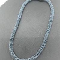 drahtgestrickte Halskette, jeansblau Bild 4