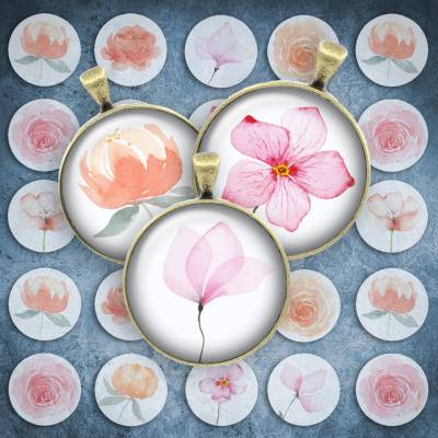 314 - Cabochon Vorlagen, 25mm 18mm 14mm 12mm, rund, Cabochon Motive, Bottle Cap images Blüten Blumen