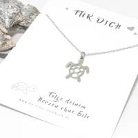 Halskette mit Schildkröte Turtle Edelstahl Silber und Gold mit Spruchkarte Bild 10