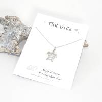 Halskette mit Schildkröte Turtle Edelstahl Silber und Gold mit Spruchkarte Bild 3