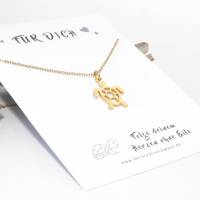 Halskette mit Schildkröte Turtle Edelstahl Silber und Gold mit Spruchkarte Bild 8