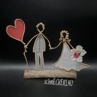 *Brautpaar* aus Papierdraht Hochzeit Hochzeitsgeschenk Bild 3