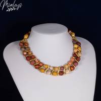 Halskette Damen Collier Mookait Jaspis Kette Herbst Farben Bild 2
