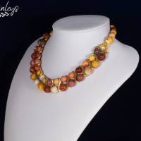 Halskette Damen Collier Mookait Jaspis Kette Herbst Farben Bild 3