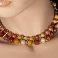Halskette Damen Collier Mookait Jaspis Kette Herbst Farben Bild 4