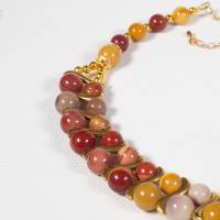 Halskette Damen Collier Mookait Jaspis Kette Herbst Farben Bild 6
