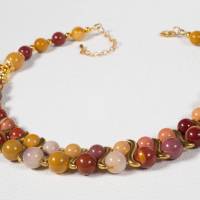 Halskette Damen Collier Mookait Jaspis Kette Herbst Farben Bild 7
