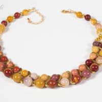 Halskette Damen Collier Mookait Jaspis Kette Herbst Farben Bild 8