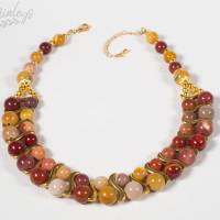 Halskette Damen Collier Mookait Jaspis Kette Herbst Farben Bild 9