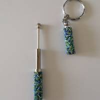 beperlter Schlüsselanhänger-Kulli in grün-blau Bild 3