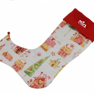 Wichtelstiefel Nikolausstiefel Lebkuchenhaus mit Namen - Nikolaussocke personalisiert Geschenk zum Nikolaus Advent