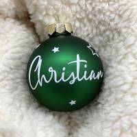 Weihnachtsbaumkugel, Christbaumkugel in grün, personalisiert mit Geschenkverpackung Bild 2