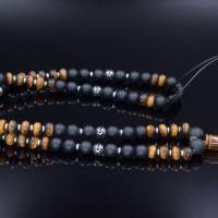 Herren Halskette aus Edelsteinen Onyx Tigerauge und Hämatit mit Anhänger, Länge 61 cm Bild 5
