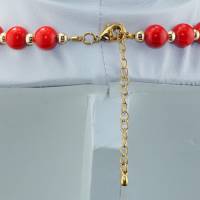 Halskette Damen Collier aus Mashan Jade, koralle rot Farbe Bild 4