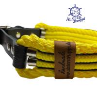 Hundehalsband, Tauhalsband, gedrehtes Tau, gelb, schwarz, 4 fach, breit, verstellbar mit Schnalle und Leder Bild 4
