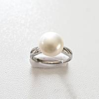 Perlenring aus Silber mit großer weißer Perle Bild 2