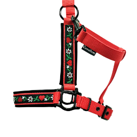 Halfter Warmblut "Heidi" Pferdehalfter Größe Warmblut rot Edelweiß