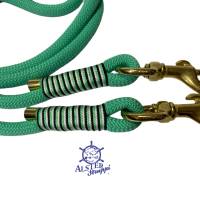 Leine Halsband Set, mintgrün, schwarz, weiß, Messing auf Wunsch auch Edelstahl, verstellbar Bild 6