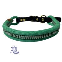 Leine Halsband Set, mintgrün, schwarz, weiß, Messing auf Wunsch auch Edelstahl, verstellbar Bild 8
