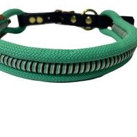 Leine Halsband Set, mintgrün, schwarz, weiß, Messing auf Wunsch auch Edelstahl, verstellbar Bild 9