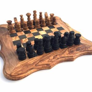 Schachspiel abgerundete Kante, Schachbrett Gr. M inkl. 32 Schachfiguren Handgemacht aus Olivenhoolz, hochwertig, Geschen Bild 4