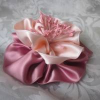 Rosa Kopfschmuck Haarklammer Satin Blume "Reve" für die Braut und festliche Anlässe Bild 4
