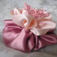 Rosa Kopfschmuck Haarklammer Satin Blume "Reve" für die Braut und festliche Anlässe Bild 5