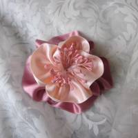 Rosa Kopfschmuck Haarklammer Satin Blume "Reve" für die Braut und festliche Anlässe Bild 6
