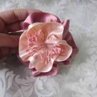 Rosa Kopfschmuck Haarklammer Satin Blume "Reve" für die Braut und festliche Anlässe Bild 8