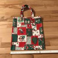 Geschenk-Tasche, Bücher-Tasche, Shopper im Weihnachts-Mix rot-grün Bild 4