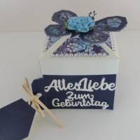 Geldgeschenk Geburtstag Geschenkbox mit Deckel Schmetterling Namensschild Bild 1