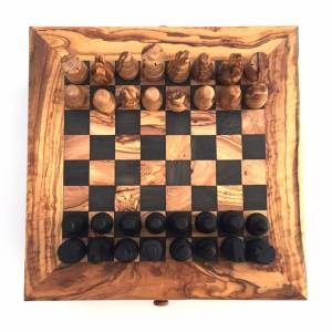 Schachspiel gerade Kante, Schachtisch Gr. L inkl. 32 Schachfiguren, Handgemacht aus Olivenhoolz, hochwertig, Geschenkide Bild 5
