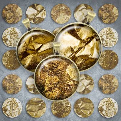 317 - Cabochon Vorlagen, 25mm 18mm 14mm 12mm, rund, Cabochon Motive, Bottle Cap images Gold Papier