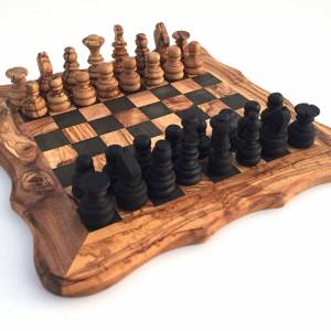 Schachspiel abgerundete Kante, Schachbrett Gr. L inkl. 32 Schachfiguren Handgemacht aus Olivenhoolz, hochwertig, Geschen Bild 5
