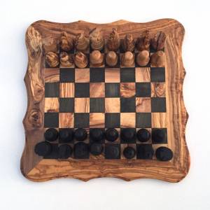 Schachspiel abgerundete Kante, Schachbrett Gr. L inkl. 32 Schachfiguren Handgemacht aus Olivenhoolz, hochwertig, Geschen Bild 7