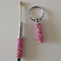 beperlter Schlüsselanhänger-Kulli in rosa Bild 3