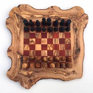 Schachspiel rustikal, Schachbrett Gr. L inkl. 32er Schachfiguren, handgefertigt aus Olivenholz, Schach Geschenk. Bild 5