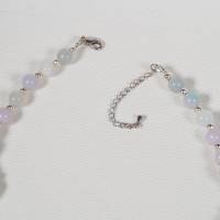 Halskette, Damen Edelsteinkette Collier Schmuck aus hell blauen Achat Bild 9