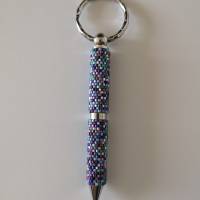 beperlter Schlüsselanhänger-Kulli in lila-blau Bild 2