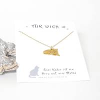 Katze Halskette Katzenanhänger in Silber oder Gold Glücksbringer mit Spruchkarte Bild 4
