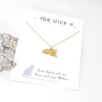 Katze Halskette Katzenanhänger in Silber oder Gold Glücksbringer mit Spruchkarte Bild 6