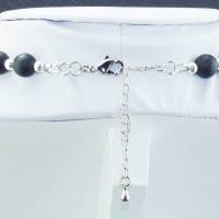 Halskette, Damen Edelsteinkette Collier Schmuck aus schwarzen, matten Achat Perlen Bild 4