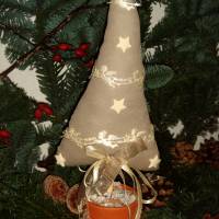 Eleganter Stoff Tannenbaum gold taupe im Topf Weihnachtsdeko Bild 2